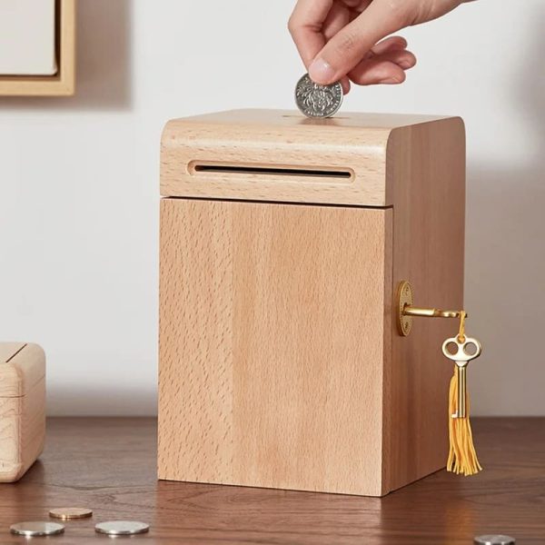 tirelire en bois brut