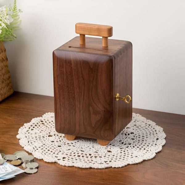 Tirelire valise en bois