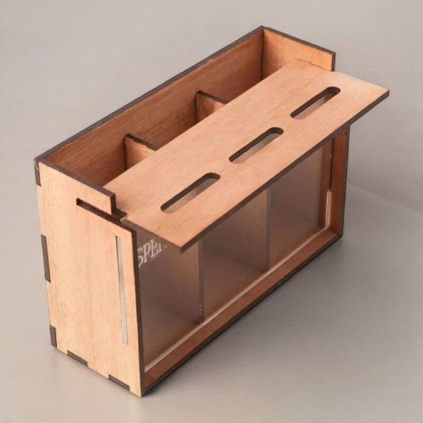 tirelire en bois compartimentée