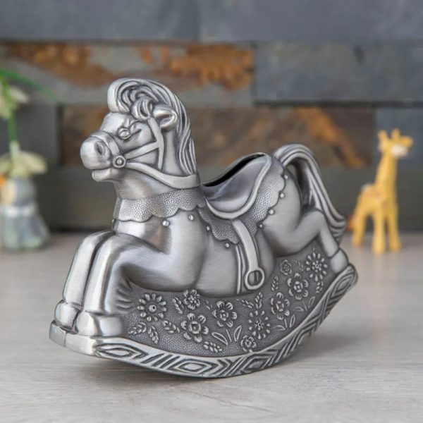 tirelire cheval argenté